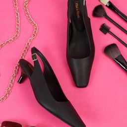 Flat n Heels Square Toe Kitten Heels With Buckles-17