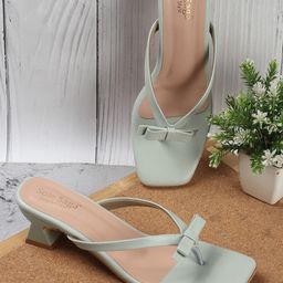 Sole Saga Bows Detail Open Toe Block Heels-8