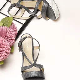 DressBerry Printed PU Party Block Sandals with Bows-15