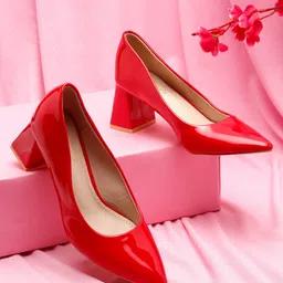Flat n Heels Pointed Toe Block Heel Pumps-54
