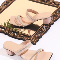 Try Me Embellished Open Toe Block Heels-4