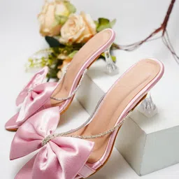 Try Me Embellished Bow Detail Suede Slim Heels-85