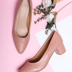 SHUZ TOUCH Pointed Toe Block Heels Pumps-37