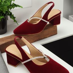 ICONICS Pointed Toe Embellished Block Pumps-12