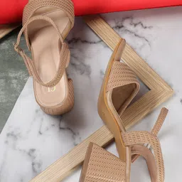 Carlton London Textured Open Toe Block Heels-15