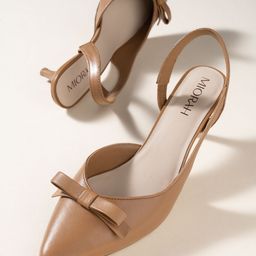 MIORAH Leather Party Block Pumps with Bows-15