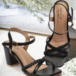 Denill Braided Open Toe Block Heels-8