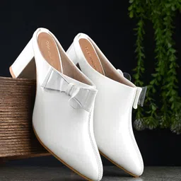 CLOG LONDON Bow Embellished Block Heel Mules-2