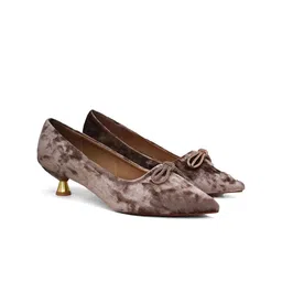 Sherrif Shoes Velvet Kitten Pumps with Bows-16