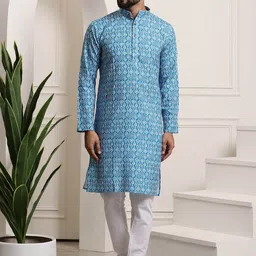 SOJANYA Geometric Printed Regular Pure Cotton Kurta With Churidar-image-71