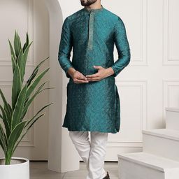 ROYAL KURTA Ethnic Motifs Woven Design Pure Cotton Kurta With Churidar-55