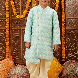 Stylo Bug Boys Floral Embroidered Regular Kurta with Dhoti Pants-30