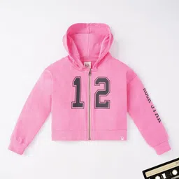 Ed-a-Mamma Girls Pink Grey Typography Lightweight Crop Open Front Jacket-48