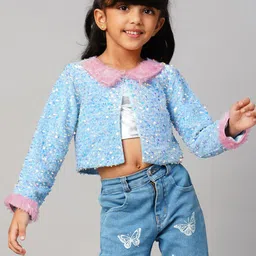 LIL DRAMA Girls Sequinned Embellished Tailored Jacket-image-63