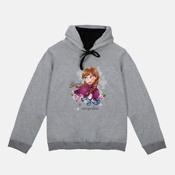 Disney by Wear Your Mind Girls Grey Frozen Printed Hooded Sweatshirt-image-74