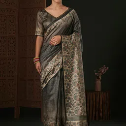 Anouk  Ethnic Motifs Silk Blend Designer Dabu Saree-picture-17
