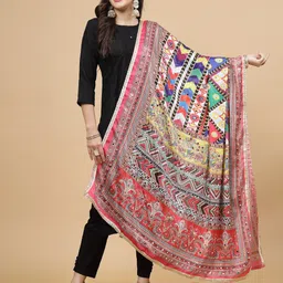 Clora Creation Ethnic Motifs Printed Mirror Work Dupatta-29