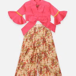 LilPicks Girls Pink & Beige Top with Palazzos-57