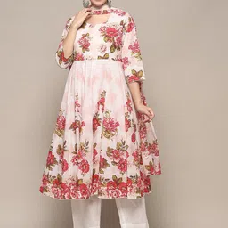 BibaFloral Printed Round NeckPure Cotton Kurta with Palazzos & With Dupatta-picture-50