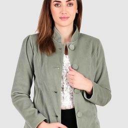 Leather Retail Stand Collar Crop Tailored Jacket-26