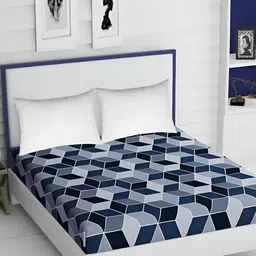 Supreme Home Collective Blue Geometric 144 TC Queen Bedsheet-image-87