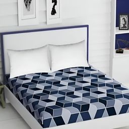 Supreme Home Collective Blue & Grey Geometric Printed 144 TC Queen Bedsheet-image-97
