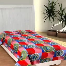 Supreme Home Collective Red & Green Geometric Printed 144 TC Single Bedsheet-9