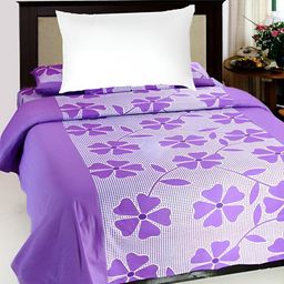 Supreme Home Collective Purple & White Floral Printed 144 TC Single Bedsheet-image-78