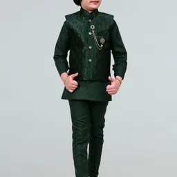 BT DEZINES Boys Regular Mandarin Collar Straight Kurta with Trouser With Jacket-32