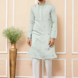 See Designs Men Floral Embroidered Regular Thread Work Kurta with Pyjamas-picture-4