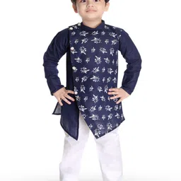 BAESD Boys Floral Printed Mandarin Collar Pure Cotton Kurta With Pyjama-46