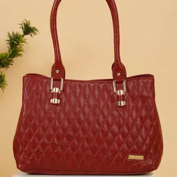 Teakwood Leathers Textured Leather Handheld Bag with Quilted-12