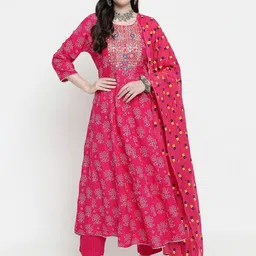 aayusika Bandhani Printed Pleated Kurta with Trousers & Dupatta-12