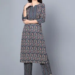 Idalia Ethnic Motifs Printed Regular Pure Cotton Kurta with Trousers-52