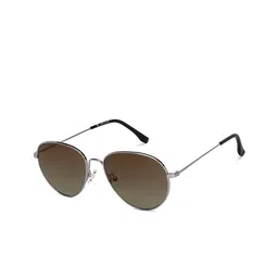 John Jacobs Unisex Brown Lens & Silver-Toned Round Sunglasses with UV Protected Lens-2