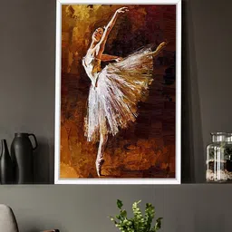 Art Street Golden Dancing Lady Theme Wall Art Canvas Painting with Wooden Frame-image-7