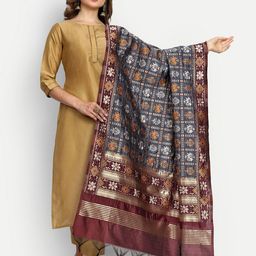 ESCORA Ethnic Motifs Woven Design Dupatta with Zari-picture-8