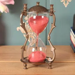exim decor Antique Brass Kepler Sand Timer With Twig Pillar-picture-32