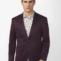 V Dot Men Brown Solid Slim-Fit Single Breasted Blazer-image-13