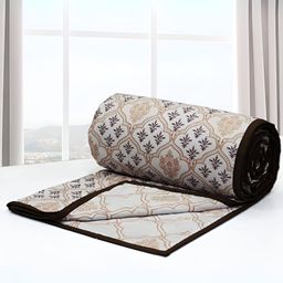 Aurave Brown & Off White Floral AC Room 150 GSM Single Bed Dohar-image-75