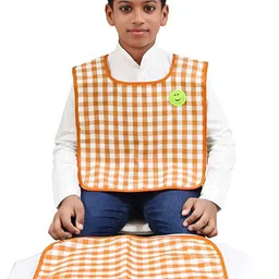 SWITCHON Unisex Kids Checked Cotton Waterproof Apron with Table Mat & A Smiley Badge-8