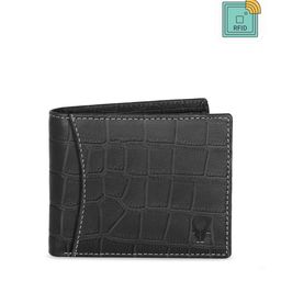WildHorn Men Black Textured RFID Protected Genuine Leather Two Fold Wallet-image-92