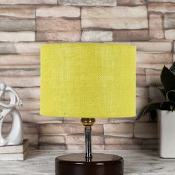 Devansh Yellow Solid Jute Table Lamp With Shade-11