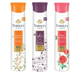 YARDLEY LONDON Women Set of Imperial Sandalwood+Lace Satin+Royal Red Roses Body Sprays-88