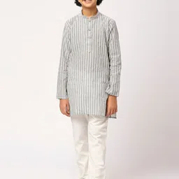 RAJUBHAI HARGOVINDAS Boys Cotton Striped Grandeur & Majestic Artwork Kurta-31