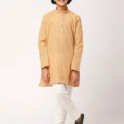 RAJUBHAI HARGOVINDAS Boys Thread Work Grandeur & Majestic Artwork Straight Cotton Kurta-46