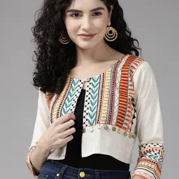 BAESD Geometric Crop Bomber with Patchwork Jacket-19