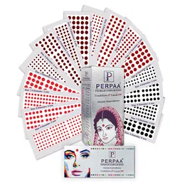 PERPAA Premium Kumkum Set Of 16 Velvet Sticker Kumkum Bindi Box - Red - Black - Dark-Maroon - Light-Maroon-25