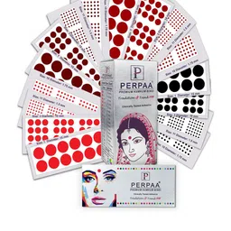 PERPAA Set of 16 Premium Velvet Sticker Kumkum Bindi Flaps - Red + Maroon + Burgundy + Black-26