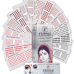 PERPAA Set of 16 Premium Velvet Sticker Kumkum Bindi Flaps - Red + Maroon + Burgundy + Black-14